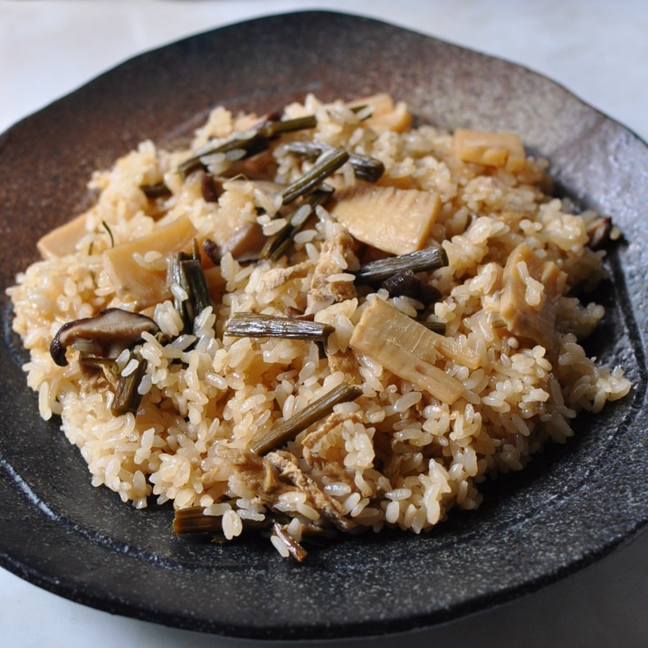 炊飯器で簡単山菜おこわ